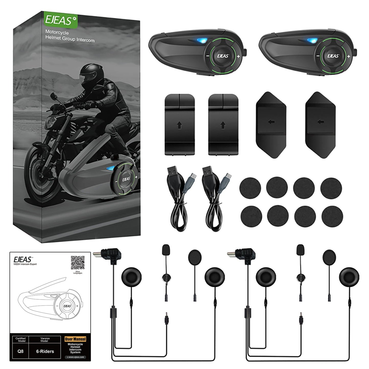Ejeas Q8 5G Mesh Helmet Intercom Combo - Ejeas India