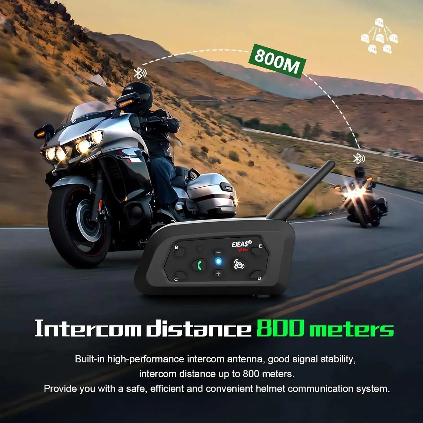 Ejeas V6 Pro Plus Multi Rider Helmet Intercom Combo - Ejeas India