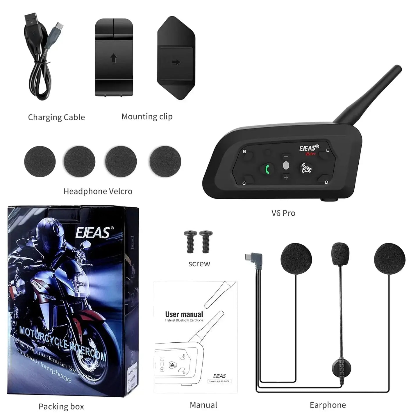 Ejeas V6 Pro Plus Multi Rider Helmet Intercom Combo - Ejeas India