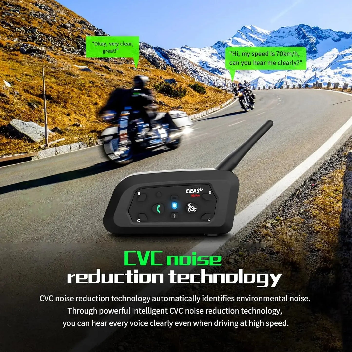 Ejeas V6 Pro Plus Multi Rider Helmet Intercom Combo - Ejeas India