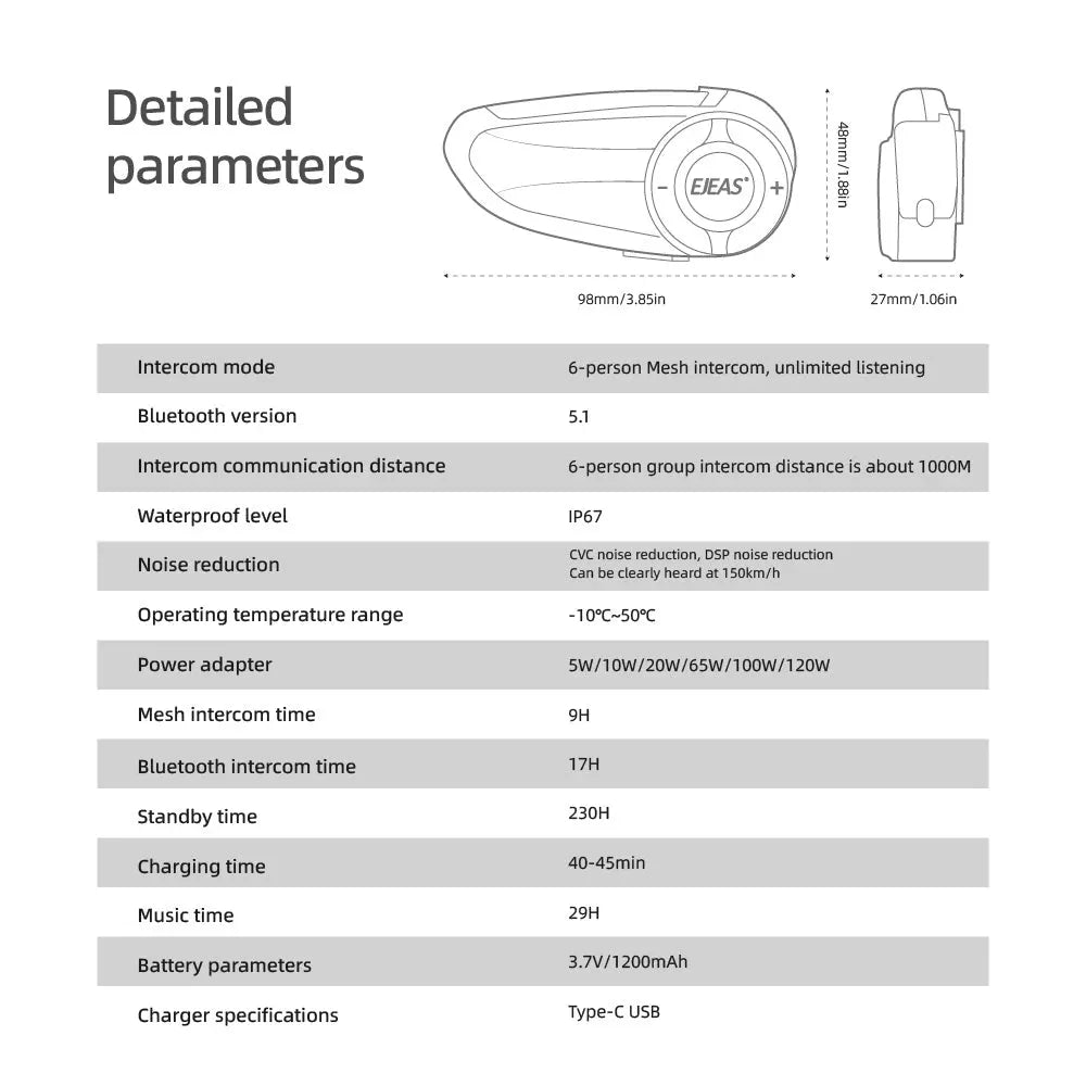 Ejeas Q8 5G Mesh Helmet Intercom - Ejeas India