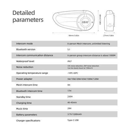 Ejeas Q8 5G Mesh Helmet Intercom - Ejeas India