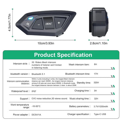 Ejeas MS20 Mesh Helmet Intercom My Store